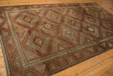 Vintage distressed Belouch carpet with terracotta, slate blue, camel hook and latch medallions, 5'2