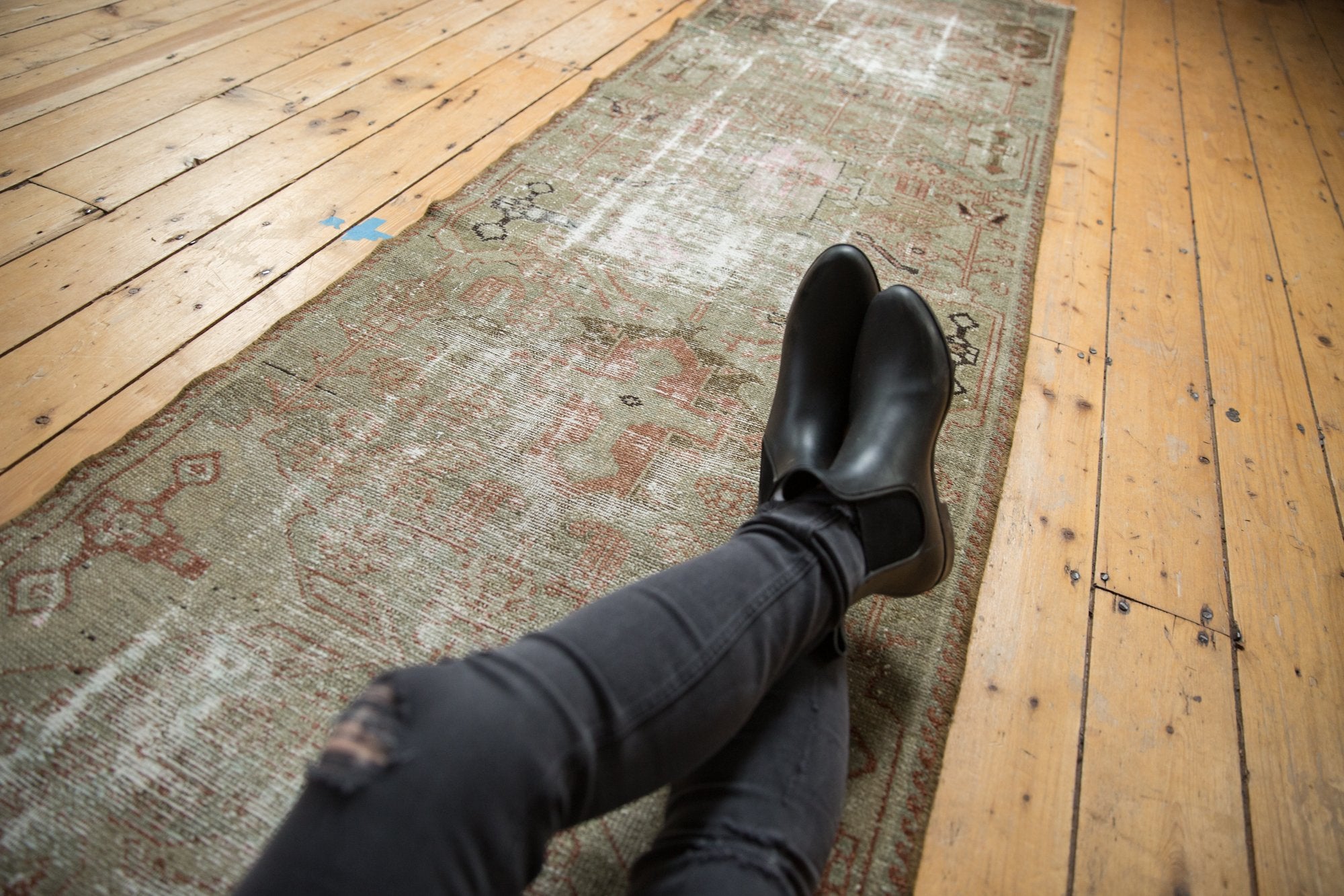 2.5x12 Vintage Distressed Fragment Hamadan Rug Runner // ONH Item ee003807 Image 1