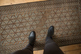 Vintage Distressed Belouch runner featuring geometric lattice, pale blue, brown, and wear.