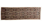 Distressed Karabagh runner with navy, ivory, rose Herati pattern, 1920s, 2'11