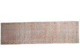 Distressed vintage Turkish Sparta runner rug with faded rose and silver Herati motif, 3'1