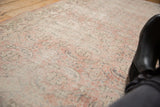 Distressed hand-knotted Sparta runner pile showing pale rose, ivory tones, Herati motif.