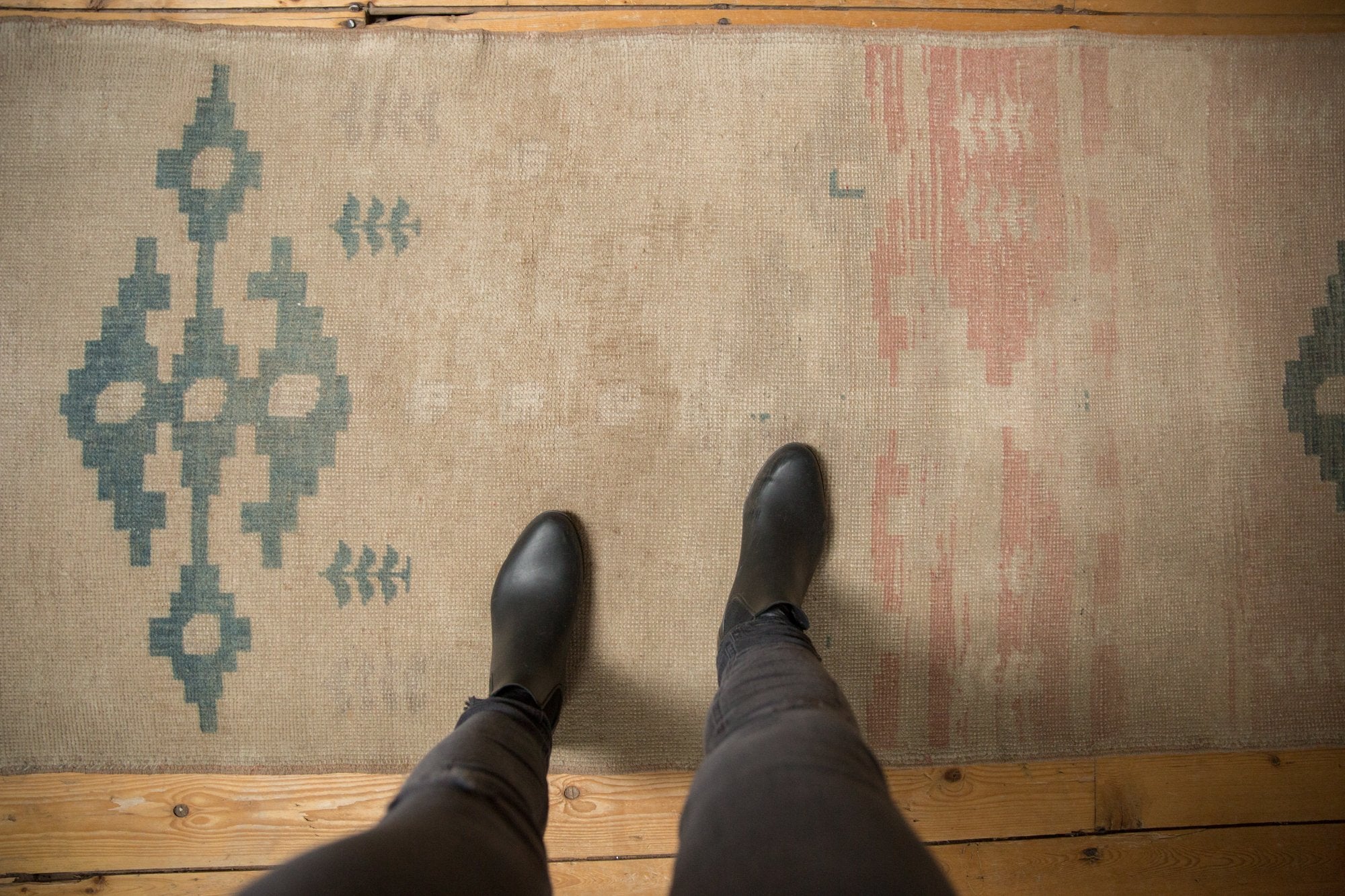 3x8.5 Vintage Distressed Fragment Oushak Rug Runner // ONH Item ee003831 Image 1