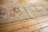 Original intact side cord selvage on the distressed vintage Oushak runner.