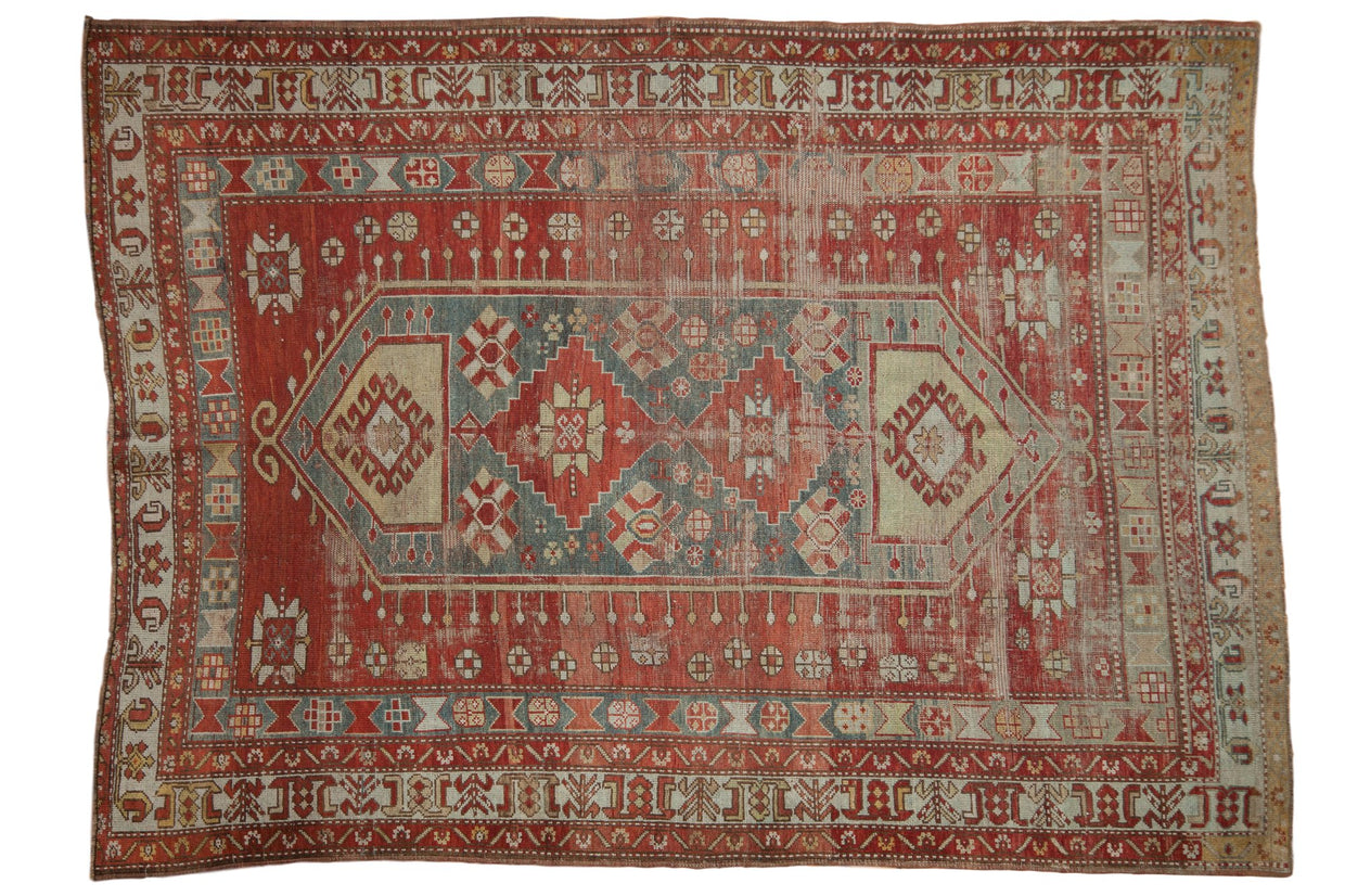 5.5x8 Vintage Distressed Caucasian Carpet // ONH Item ee003841
