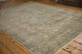 Distressed Sivas carpet, showcasing faded coffee brown and oxidized silver geometric and floral motifs.