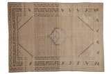 Vintage Distressed Sivas carpet, faded ivory charcoal Herati medallion, agricultural border.