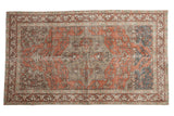 Distressed vintage Sivas rug with quatrefoil medallion, vinery, terra cotta, beige, dusty blue, 4x6 feet.