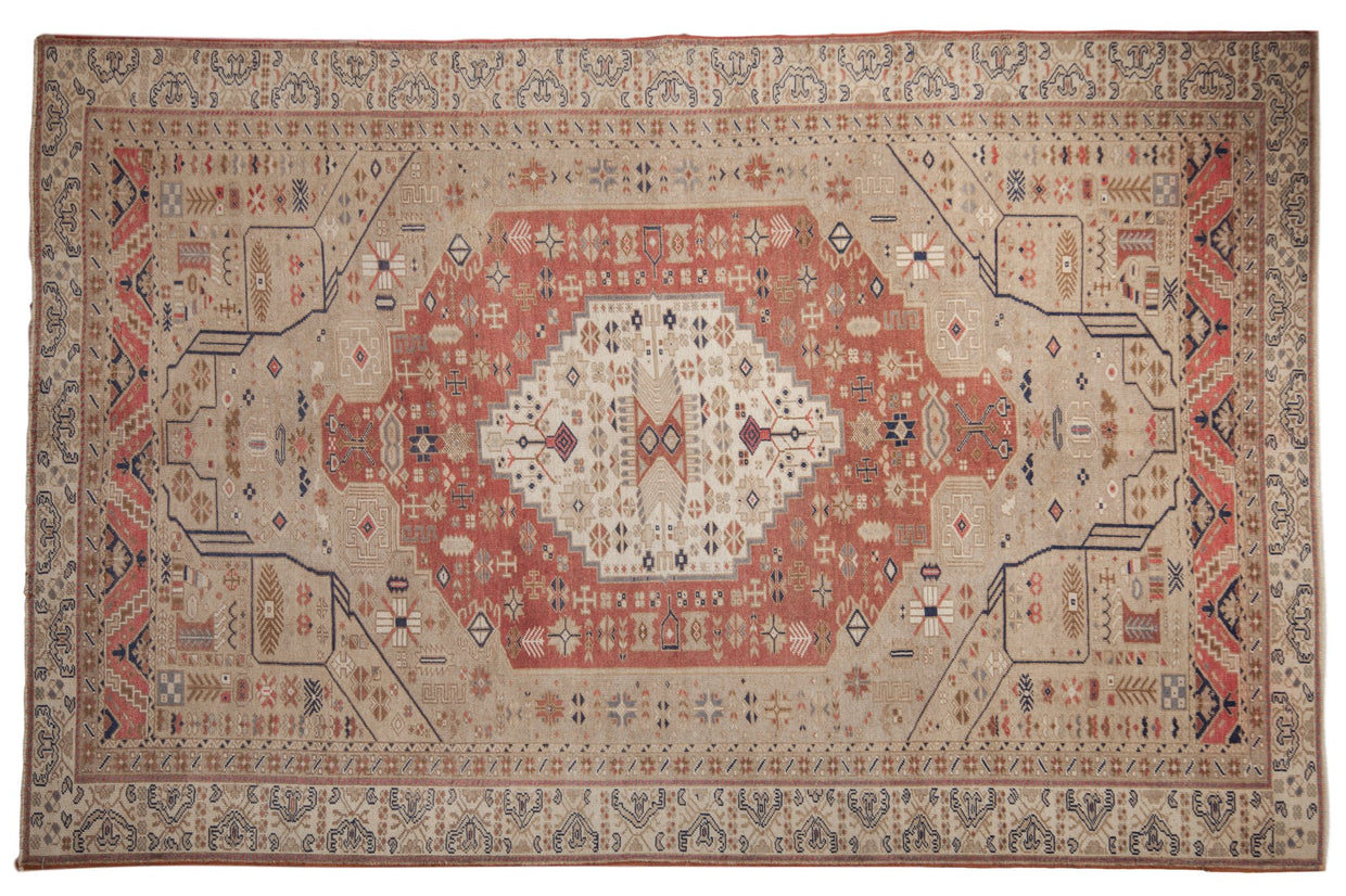 6x9.5 Vintage Distressed Oushak Carpet // ONH Item ee003871