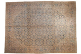 Vintage Mahal carpet, antique ivory and indigo blue allover Herati pattern, 10'4