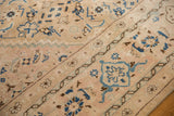 Vintage Mahal hand-knotted rug with Herati motif and samovar border in sky blue, beige, brown.