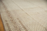 Distressed vintage Sivas carpet with ivory diminutive boteh field and Serbend border.