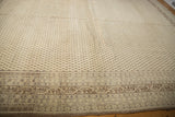 Distressed Sivas carpet field with diminutive boteh and classic Serbend border, ivory and beige.