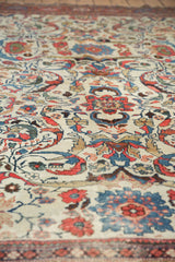 Dramatic red and blue vinery, lotus, palmettes on ivory vintage Mahal, with Samovar border.