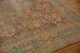 Distressed Mahal carpet with terra cotta floral pattern, vinery, and visible foundation.