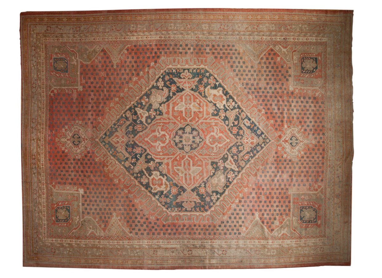 14x17.5 Vintage Distressed Oushak Carpet // ONH Item ee003921
