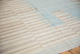 Hand woven Afghani Kilim's multi banded horizontal striations with serrated ivory and blue overlays.