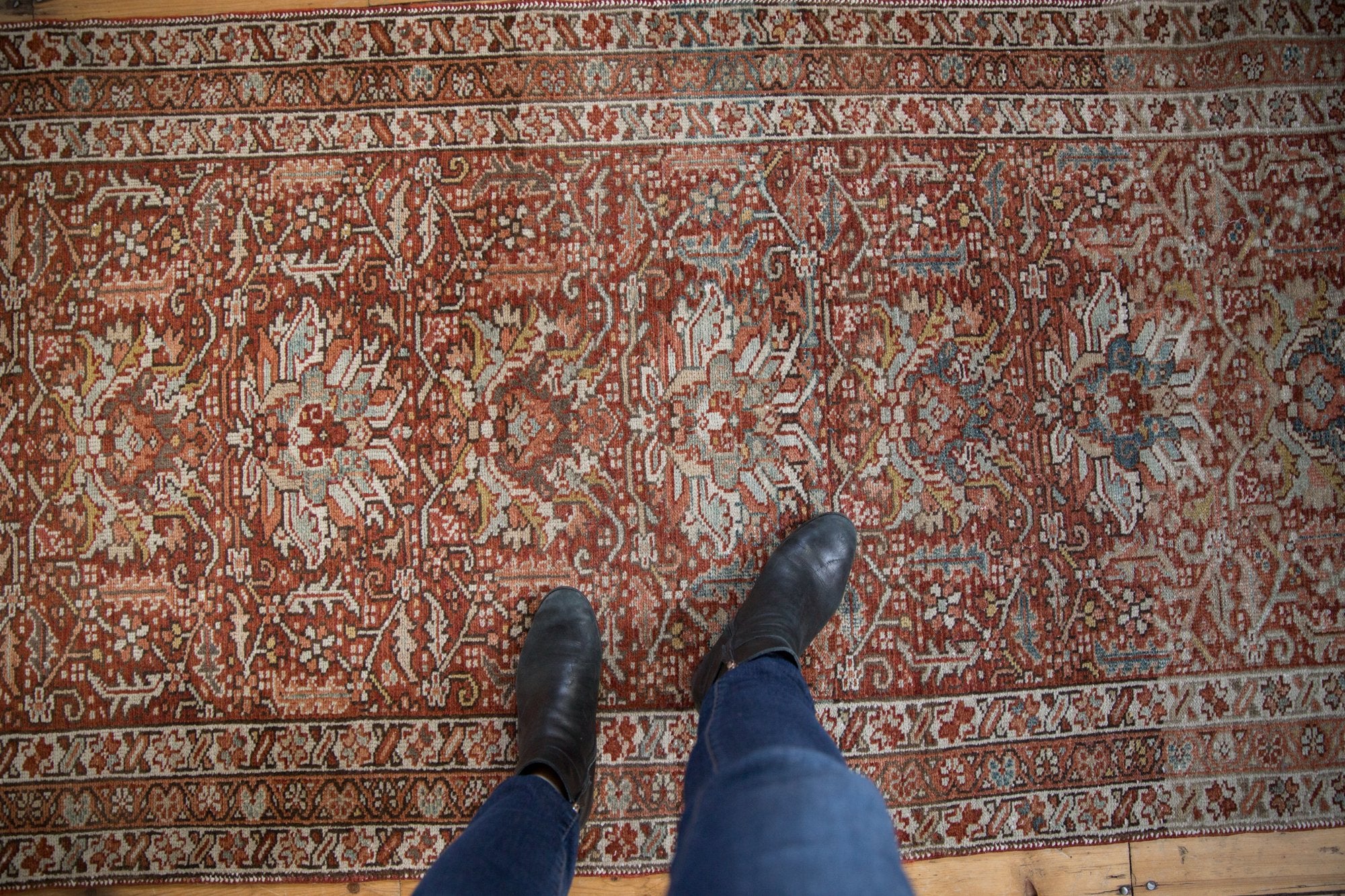 3.5x11 Vintage Distressed Karaja Rug Runner // ONH Item ee003939 Image 1