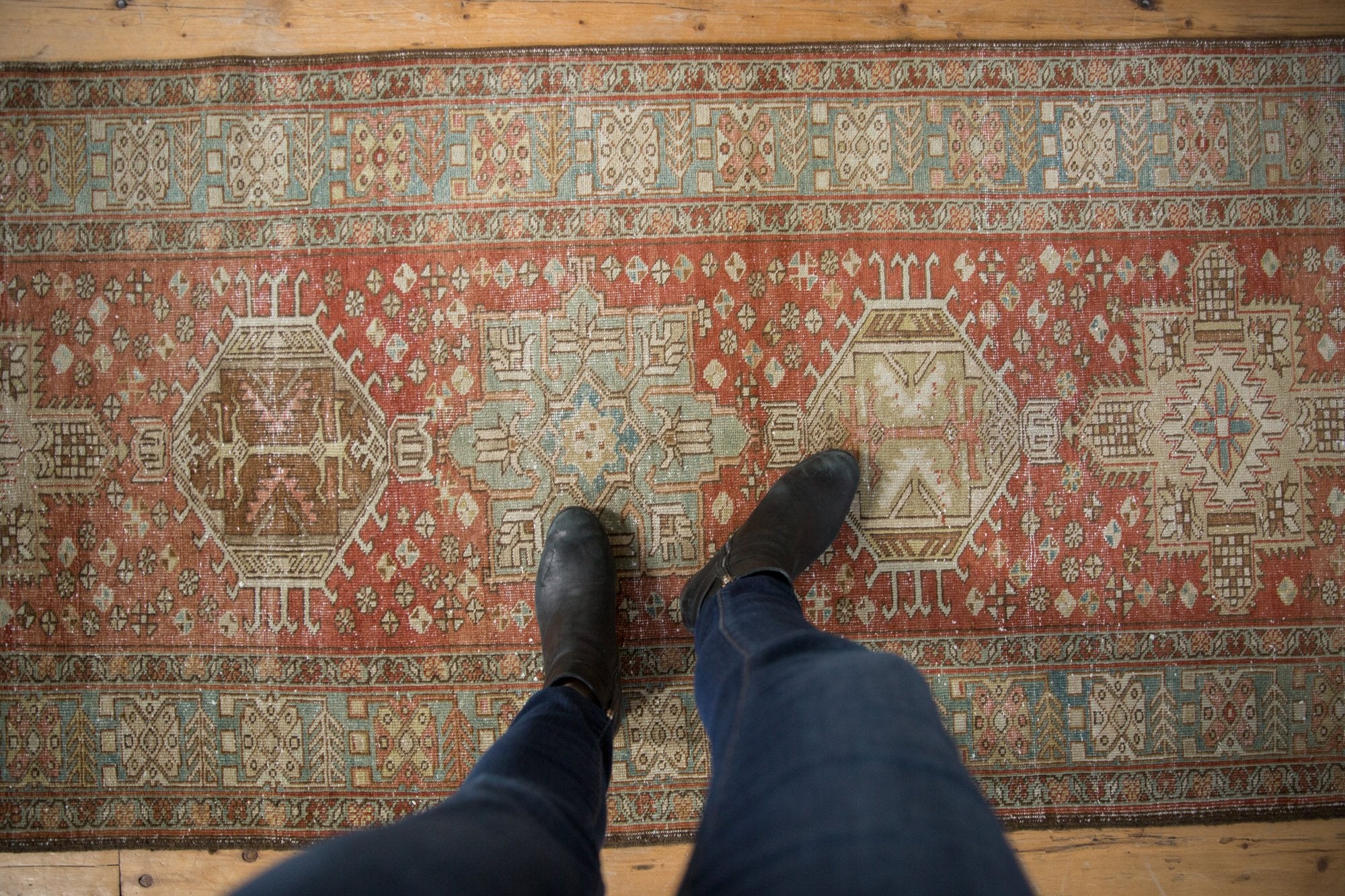 3x18.5 Vintage Distressed Heriz Rug Runner // ONH Item ee003941 Image 1