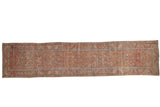 Antique Distressed Persian Bakshaish runner, faded blush red and ivory Herati design, 3'2