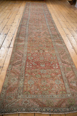 Antique distressed Bakshaish runner, Herati motif, blush and dusty gold tones, with abrashes.