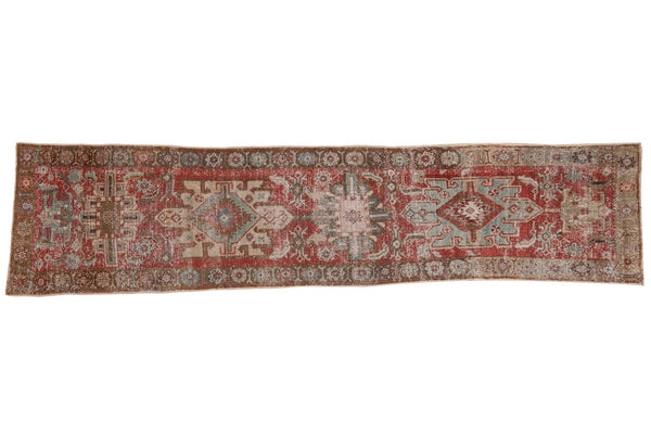 2.5x11 Vintage Distressed Heriz Rug Runner // ONH Item ee003946