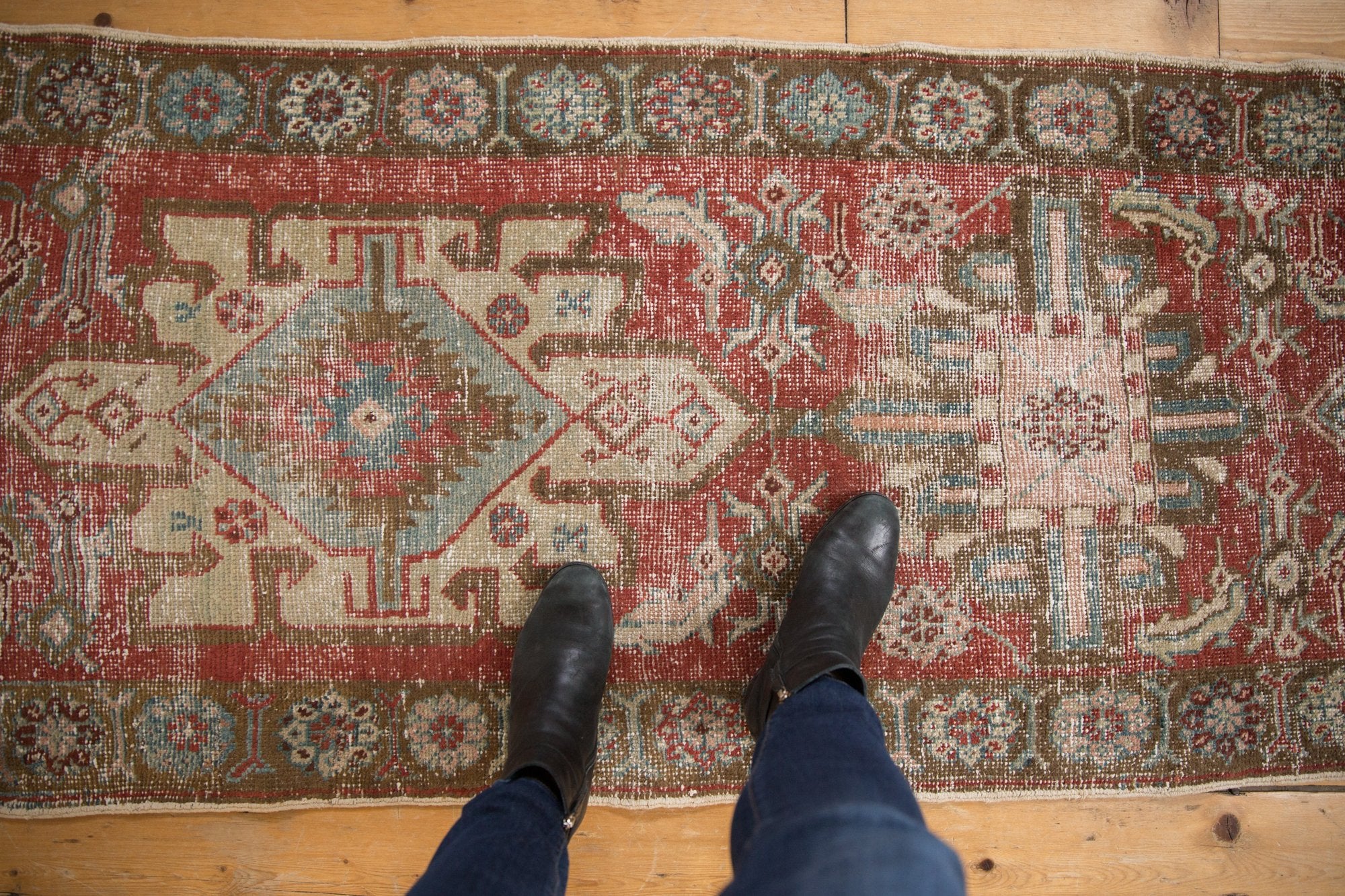 2.5x11 Vintage Distressed Heriz Rug Runner // ONH Item ee003946 Image 1