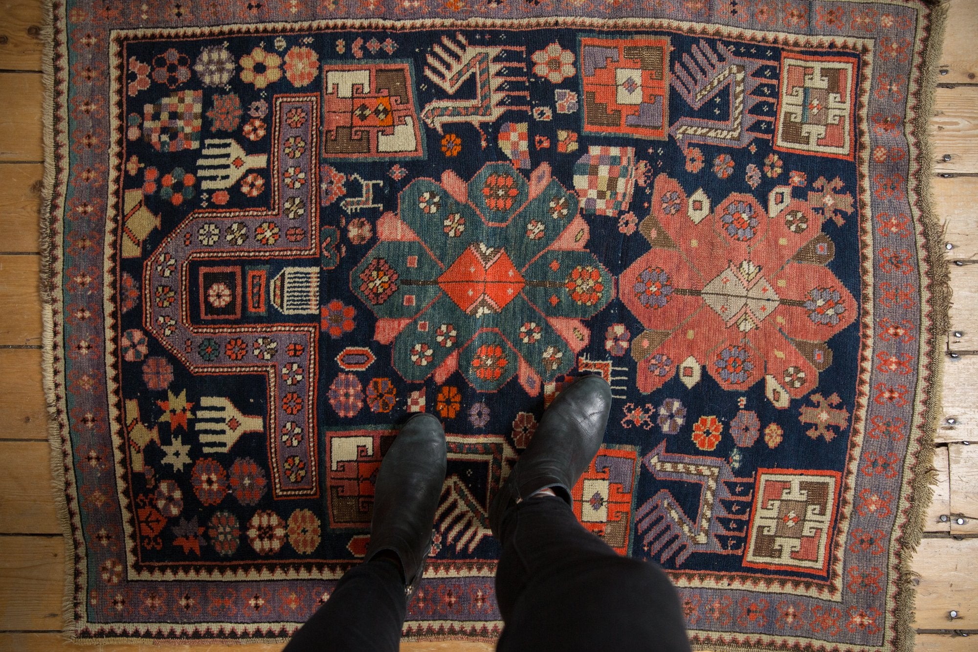 3.5x4.5 Vintage Caucasian Square Rug // ONH Item ee003949 Image 1