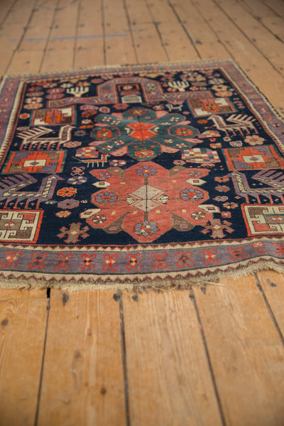 3.5x4.5 Vintage Caucasian Square Rug // ONH Item ee003949 Image 3