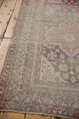 Corner detail of the distressed Turkish runner showing intricate borders and even, low pile.