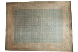 Decorative vintage Distressed Birjand carpet with sky blue Herati motif and beige borders, 12' x 16'.