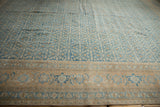Distressed vintage Birjand carpet, faded sky blue Herati field, sand and blue turtle border.
