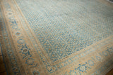 Soft sky blue Herati field and beige border with inverted turtle motifs.