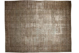 Distressed Persian Mahal carpet, faded allover Herati pattern in muted browns and ivory, 14'7