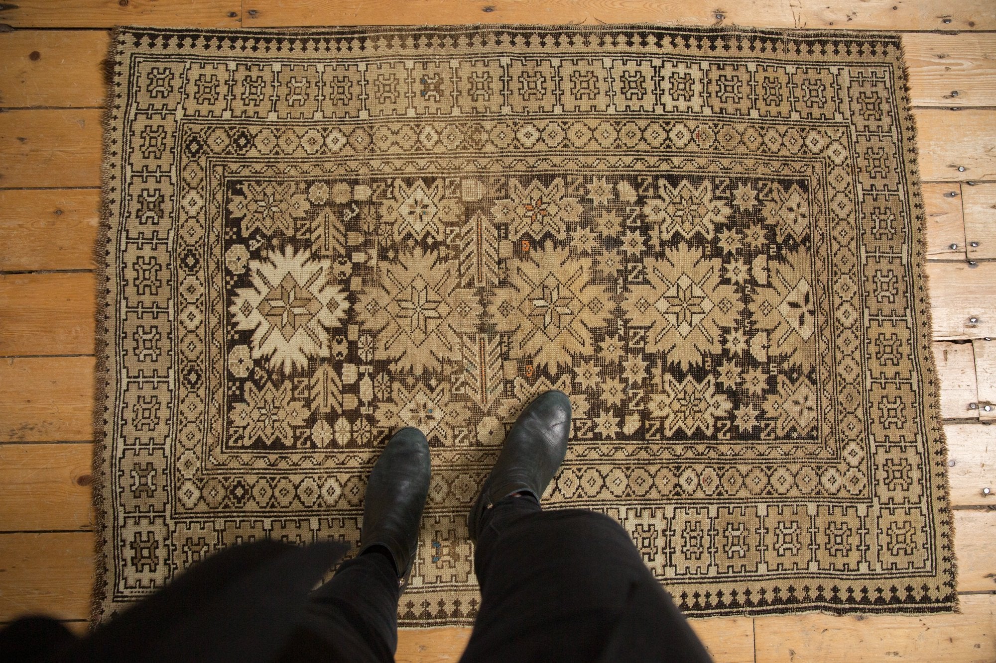 3.5x4.5 Vintage Caucasian Square Rug // ONH Item ee003967 Image 1