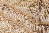 Thick, plush pile of the Moroccan runner in antique ivory and coffee brown.