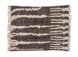 Hand-knotted vintage Moroccan carpet, charcoal and oxidized silver tree motif, 7'3