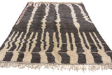 Dramatic oxidized silver and cream germinating tree motif vintage Moroccan rug.