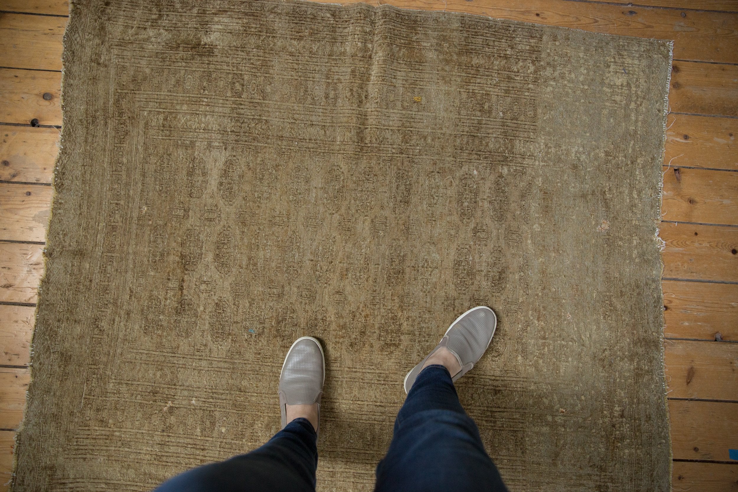 4x5 Vintage Distressed Turkmen Square Rug // ONH Item ee003991 Image 1