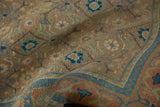 Close-up detail of the distressed Vintage Bijar runner's herati pattern, arabesque border, and even pile wear.