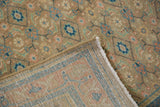 Distressed vintage Bijar runner's worn pile, showing foundation and tightly woven back.