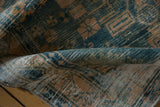 Vintage Distressed Hamadan rug texture revealing worn patterns in green, sand, and beige.