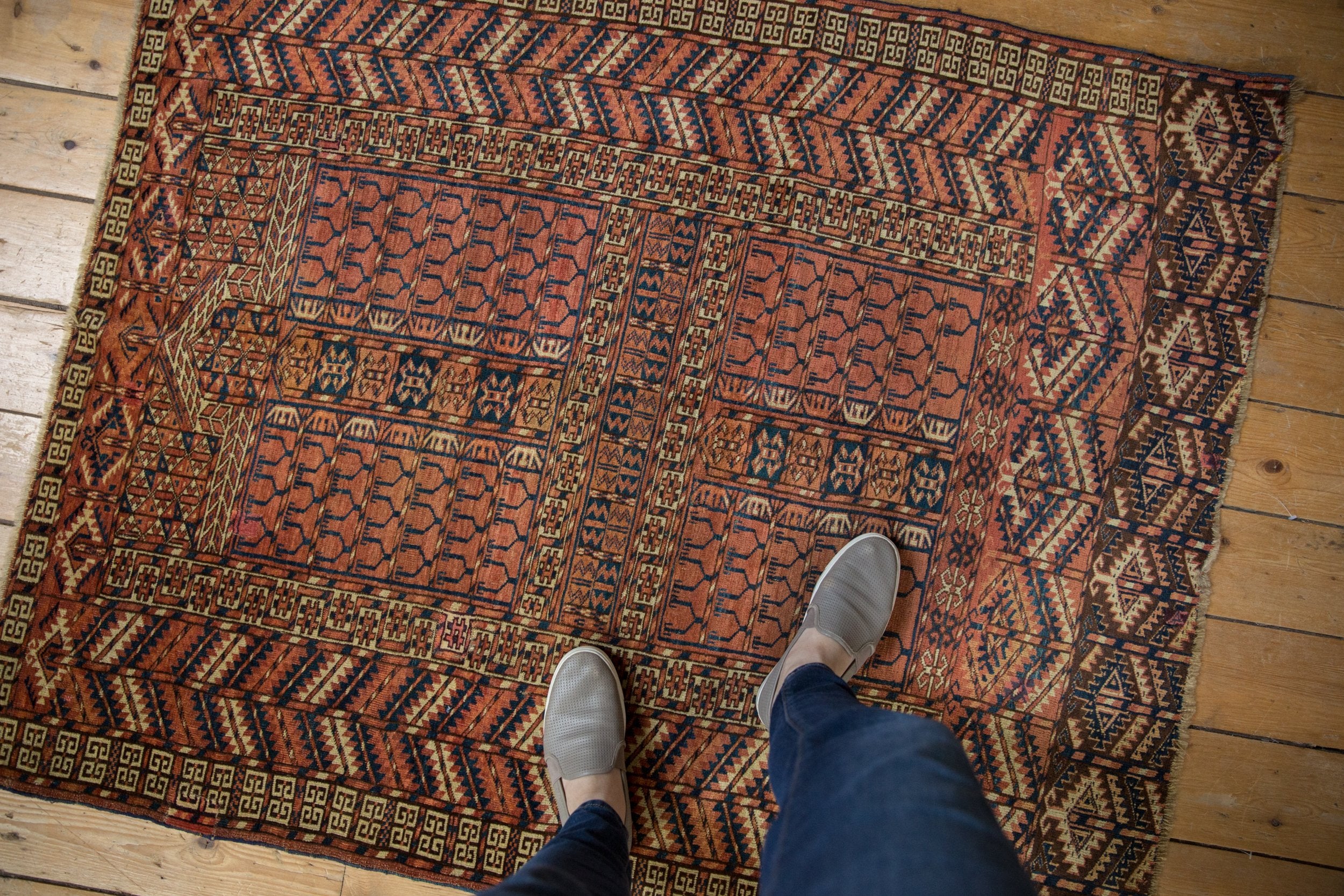 4x5 Antique Turkmen Square Rug // ONH Item ee003997 Image 1