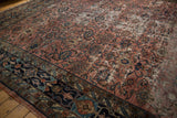 Distressed Bibikabad carpet showcasing worn Harshang Herati motif and border palmettes.