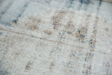 Distressed Sparta carpet texture, exposed foundation, denim blue and beige.