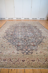 Vintage Distressed Sparta carpet border, floral arabesque, charcoal, rust, ivory.