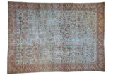 Vintage hand knotted Mahal carpet, allover floral design on powder blue, rust border.
