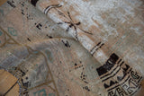 Distressed Oushak runner texture with worn pile, exposed foundation, and charcoal patterns.