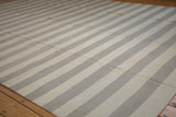 Vintage hand woven Egyptian Kilim with ivory and oxidized silver horizontal stripes.