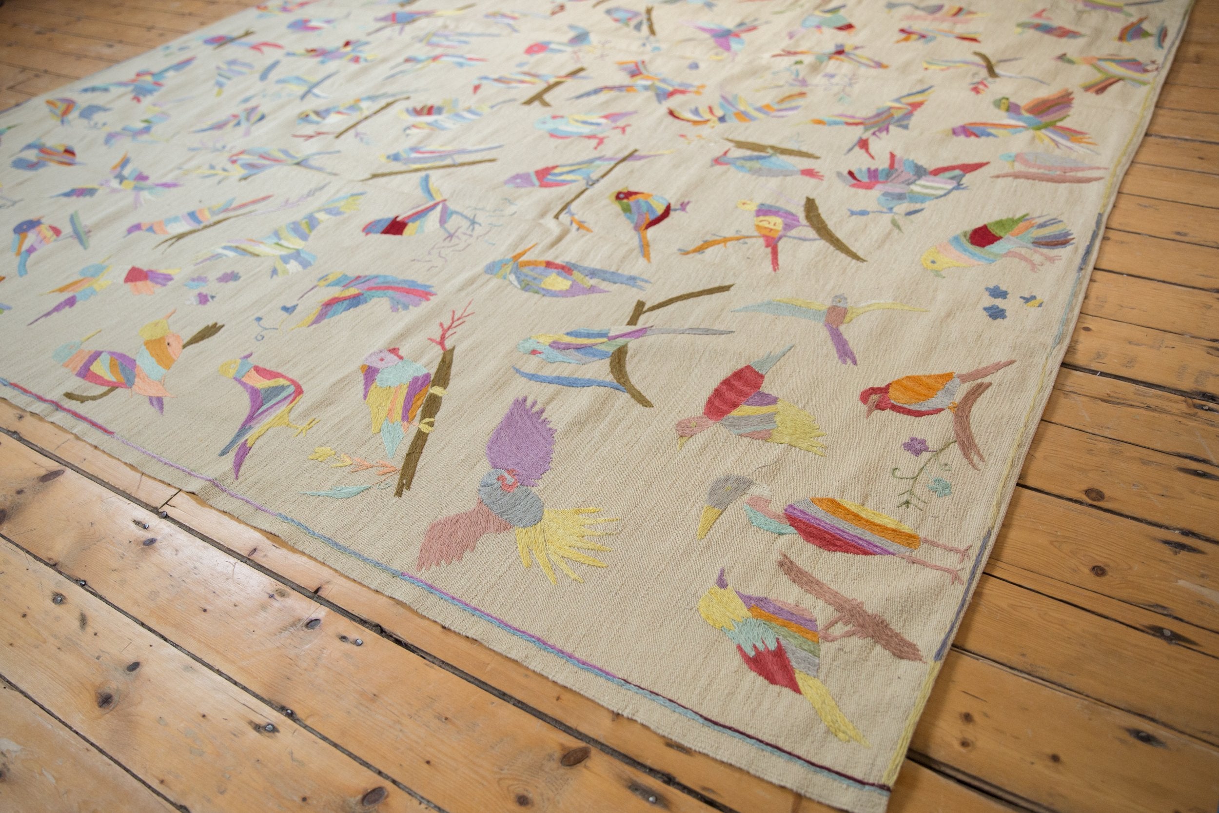 8.5x9.5 Mixed Weave Pakistani Pictorial Kilim Design Square Carpet // ONH Item ee004059 Image 1